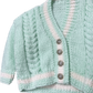 Vintage Mint Green Cable-knit Cardigan Hand Knit in England