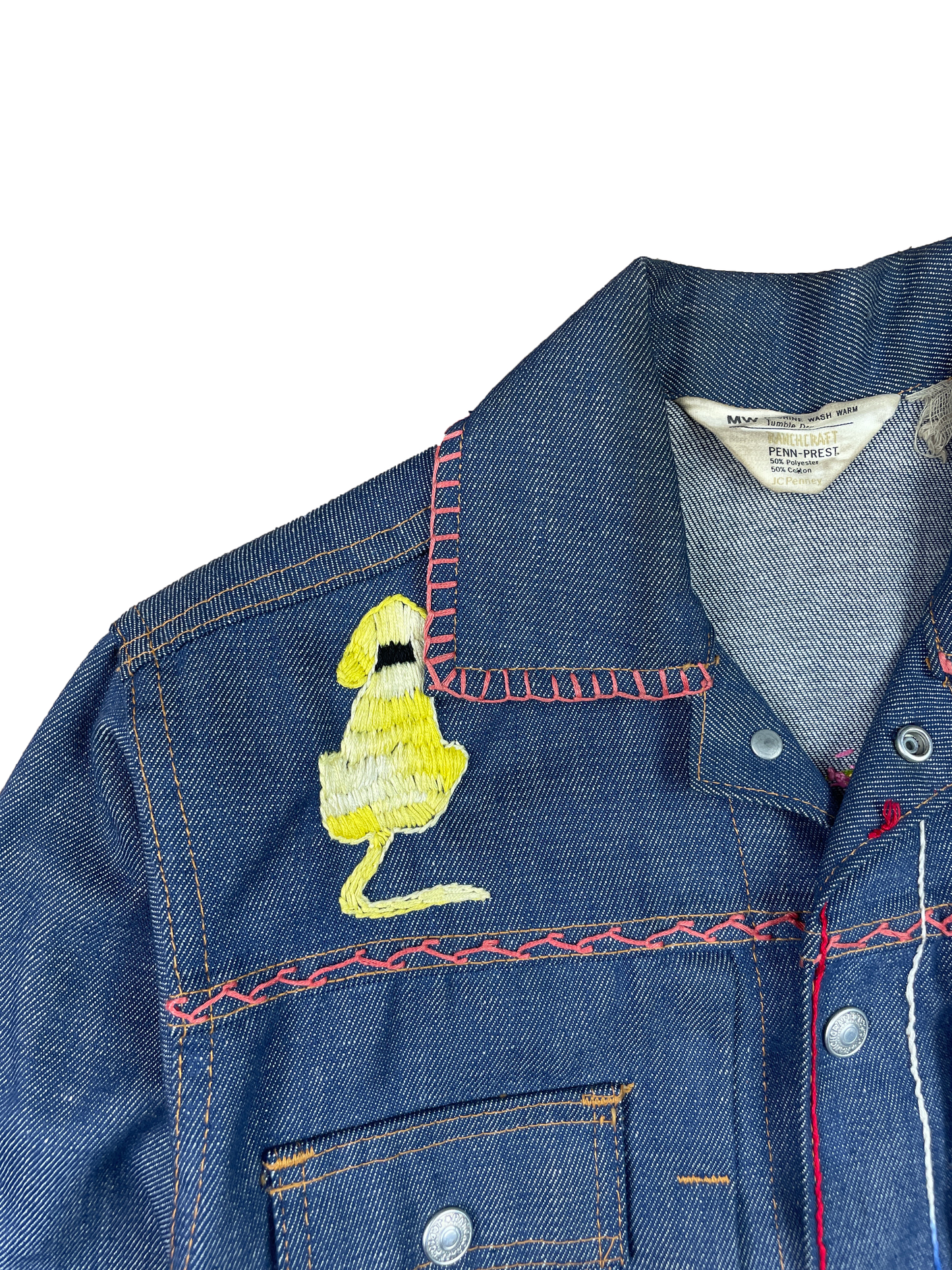 70s JCPenny Embroidered Denim Jacket // M